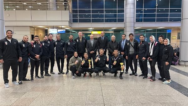 استقبال رسمى لبعثة الجودو بمطار القاهرة بعد الفوز بـ4 ميداليات فى كأس أوروبا